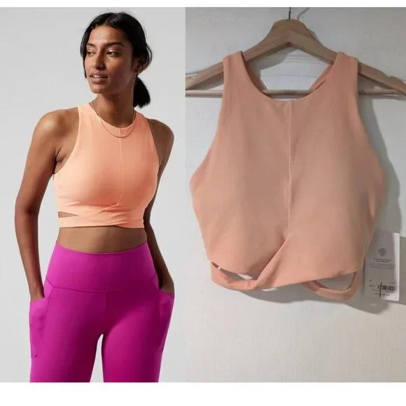 Athleta | Conscious Crop Cut Out Bra In Bright Peach (D-DD cup) - Picture 1 of 12